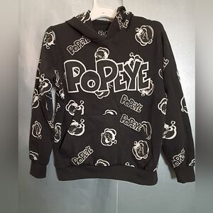 Popeye Kids Black Graphic Hoodie